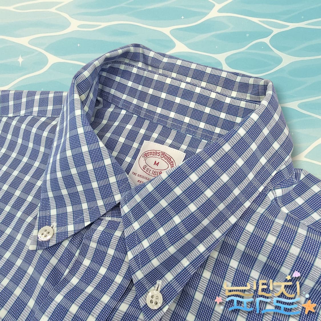 M 브룩스브라더스 논아이언 체크 포켓 셔츠 상품이미지4