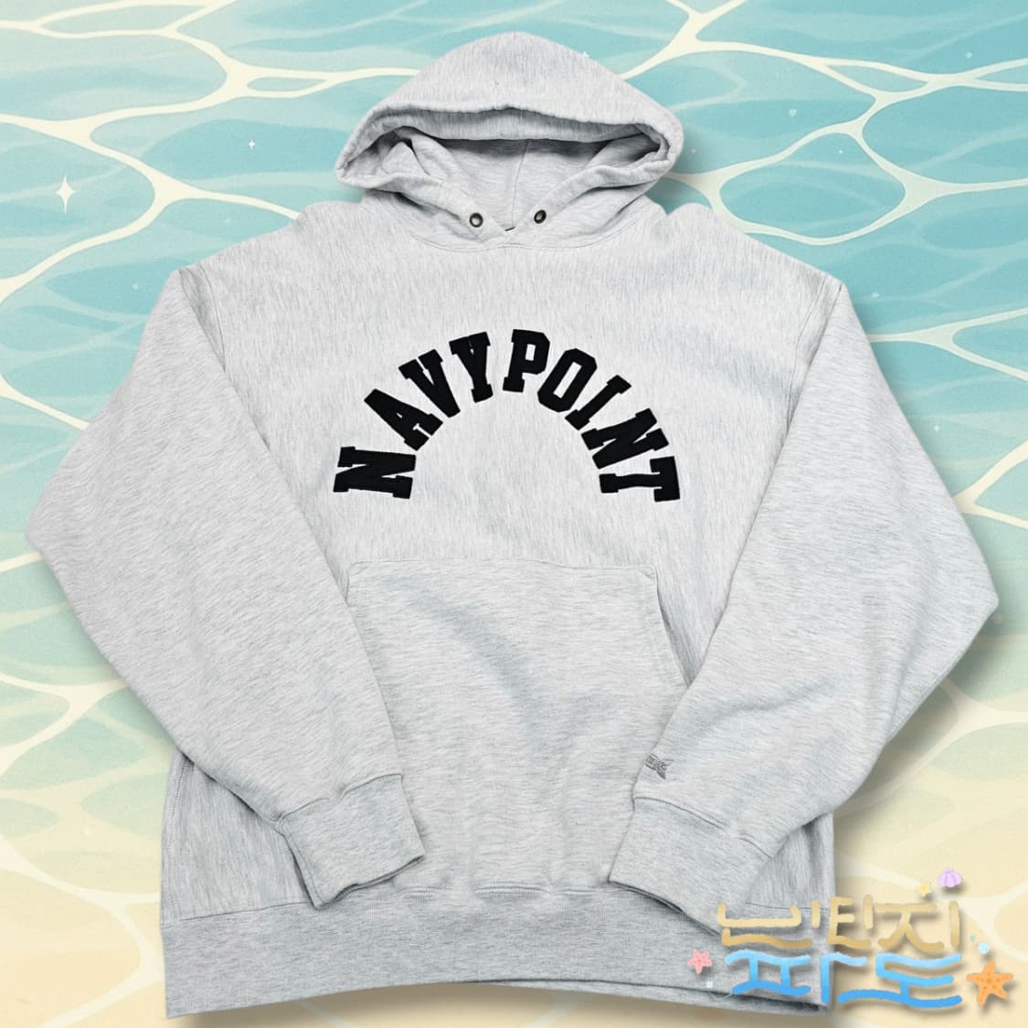 M 아웃스탠딩 NAVYPOINT 빈티지 자수 스웻후드 상품이미지1