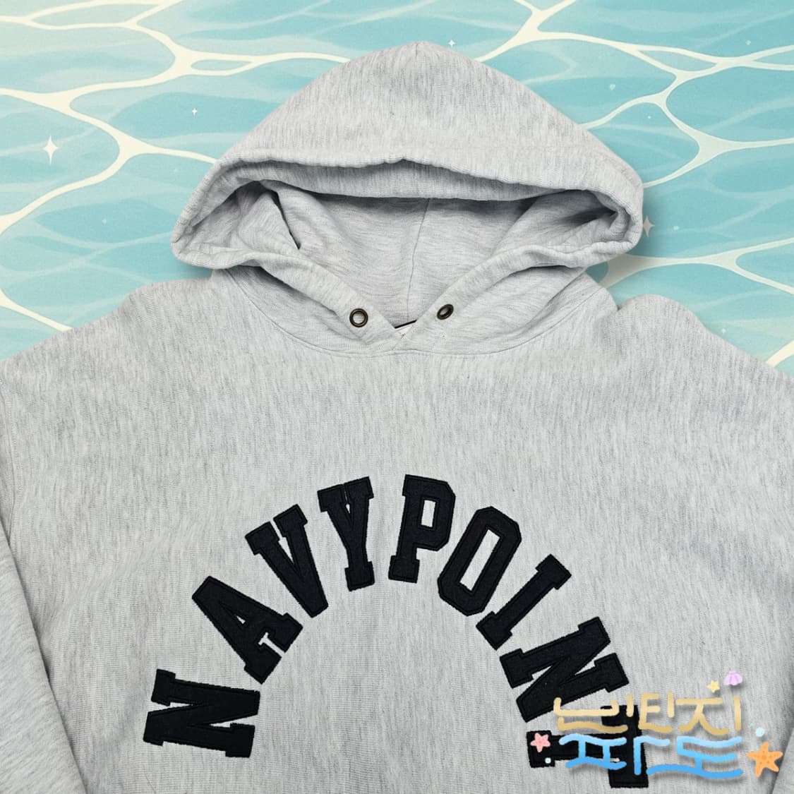 M 아웃스탠딩 NAVYPOINT 빈티지 자수 스웻후드 상품이미지2