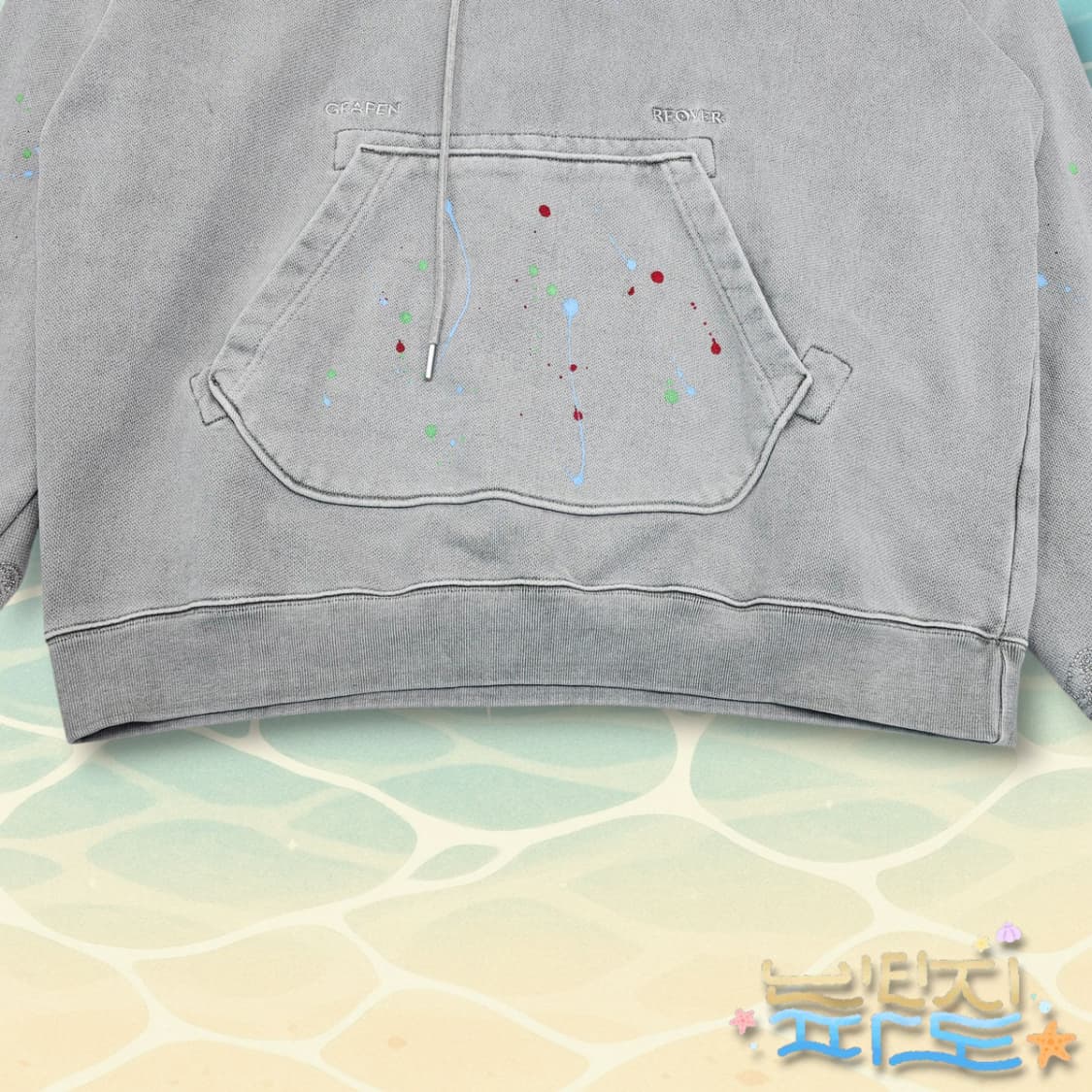 M 리오버XGRAFEN 페인팅 다이드 자수 스웻후드 상품이미지3