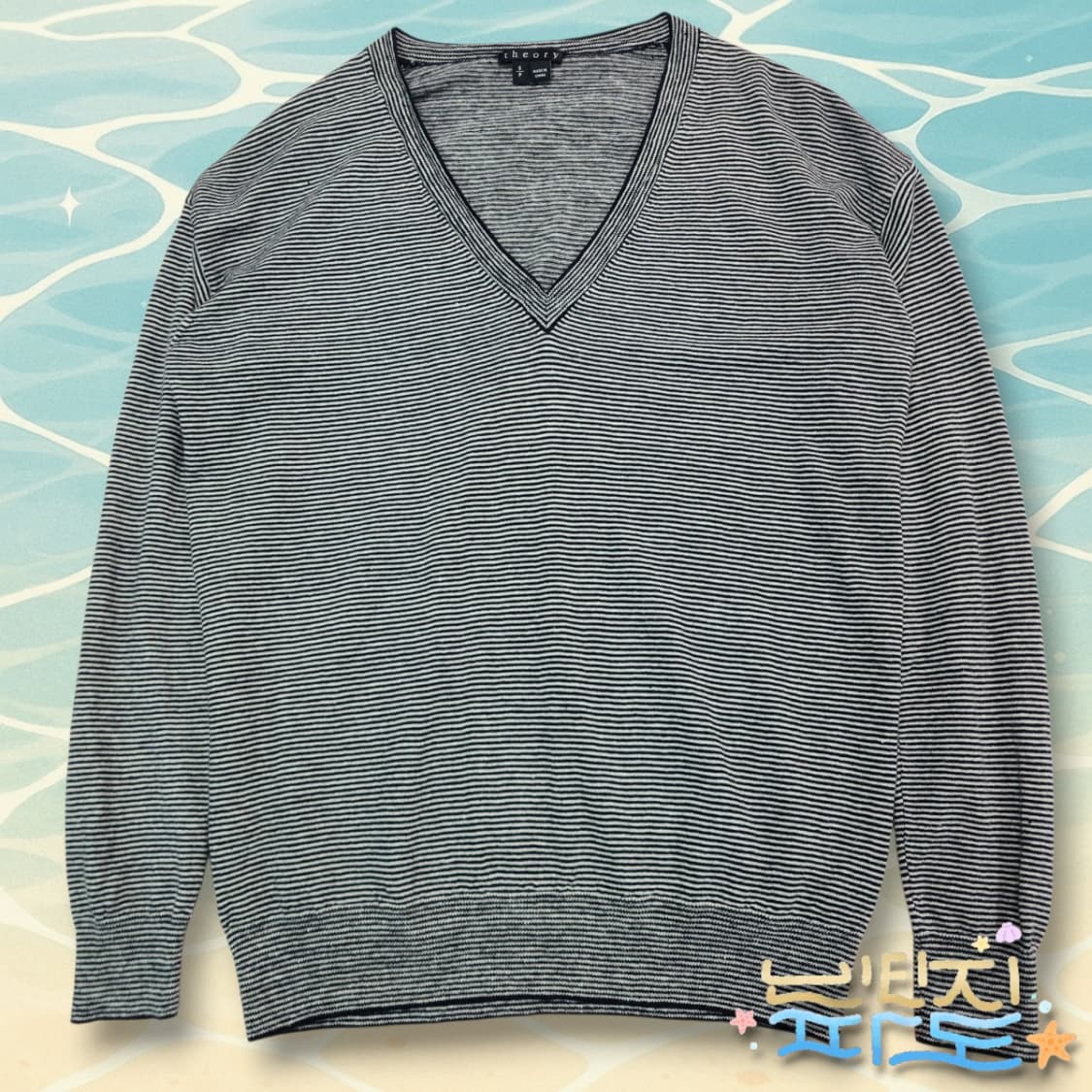 S 띠어리 브이넥 스트라이프 모 린넨 블랜드 니트 상품이미지1