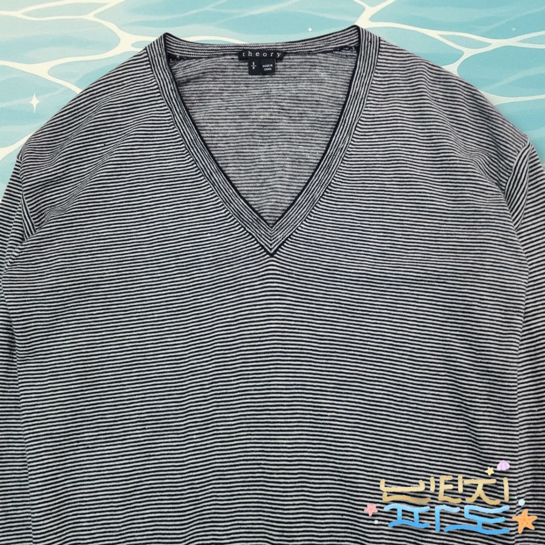 S 띠어리 브이넥 스트라이프 모 린넨 블랜드 니트 상품이미지2