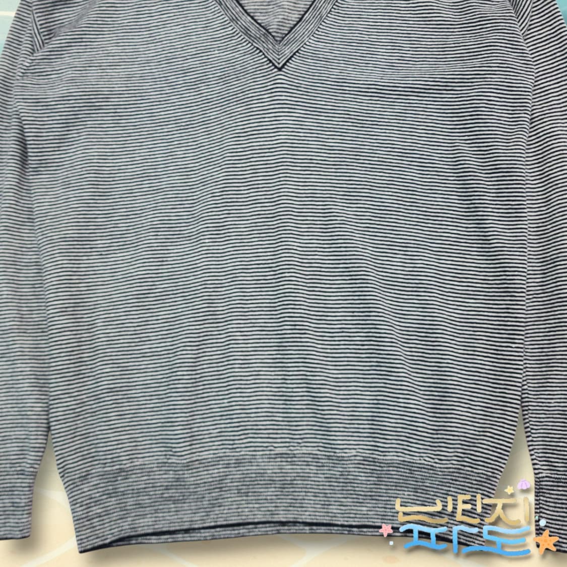 S 띠어리 브이넥 스트라이프 모 린넨 블랜드 니트 상품이미지3