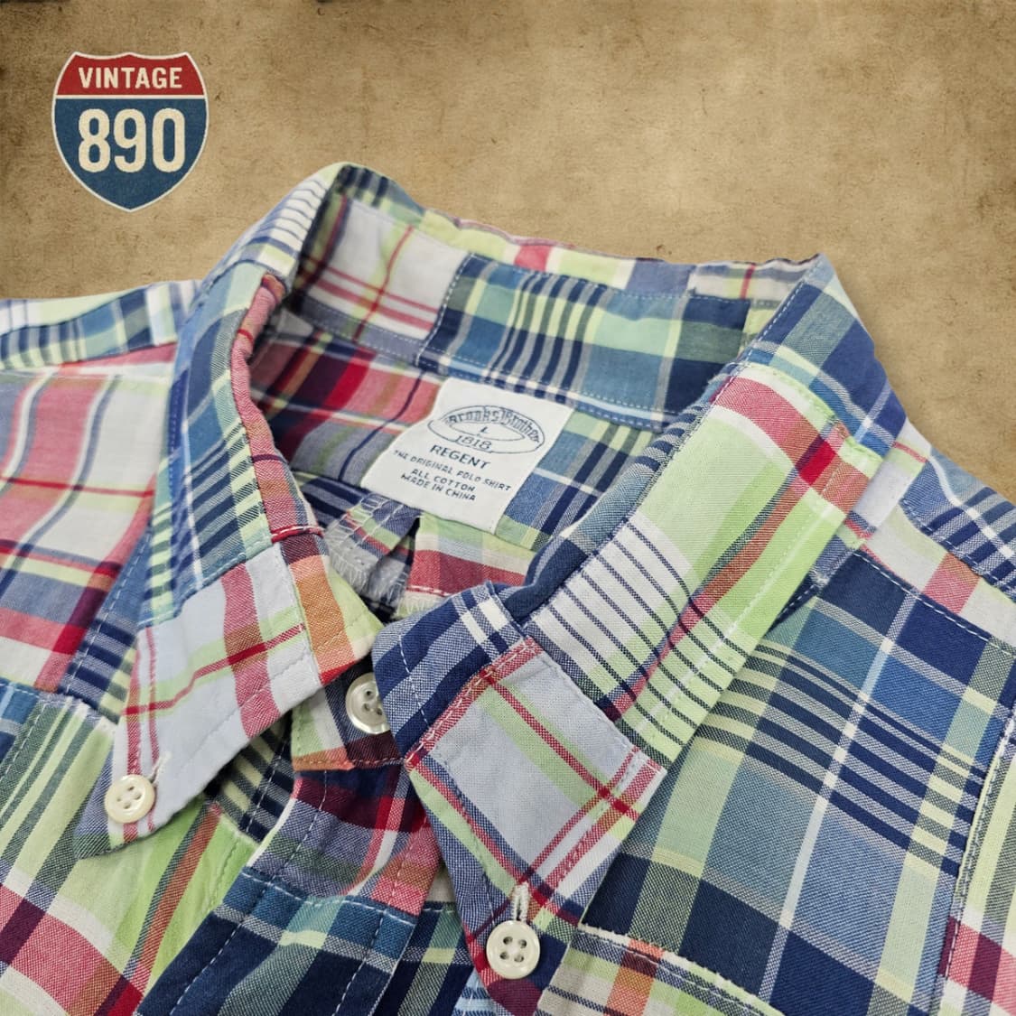 [L] 브룩스브라더스 패치워크 리젠트 셔츠 상품이미지4