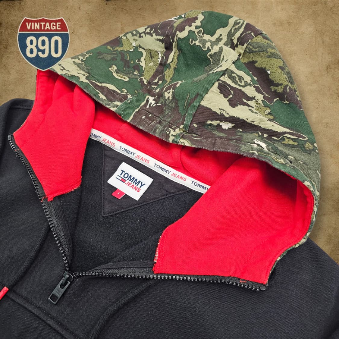 [L] Tommy Jeans 타미진스 21FW 블록 카모 후드 상품이미지6