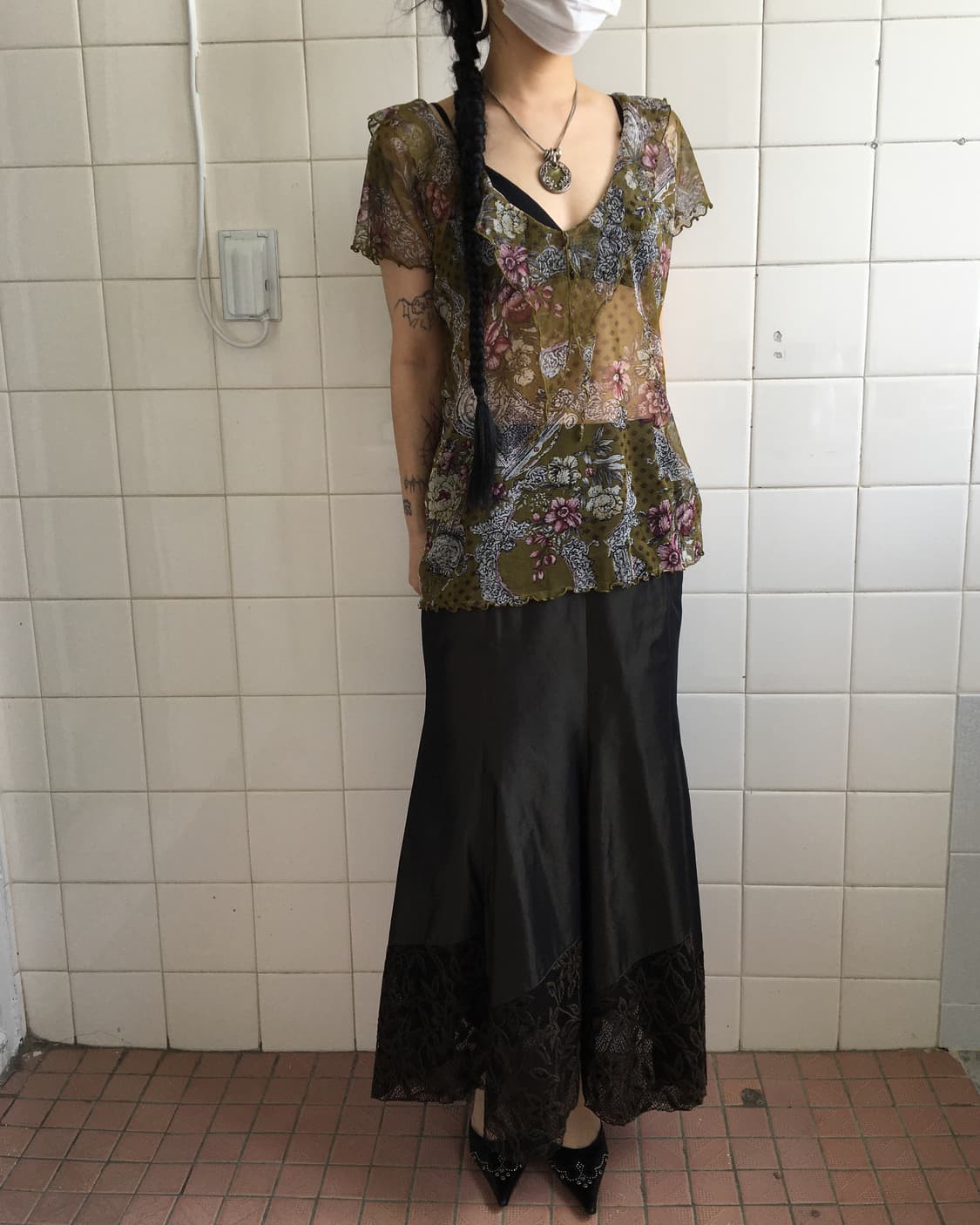 Flower pattern mesh top 상품이미지7