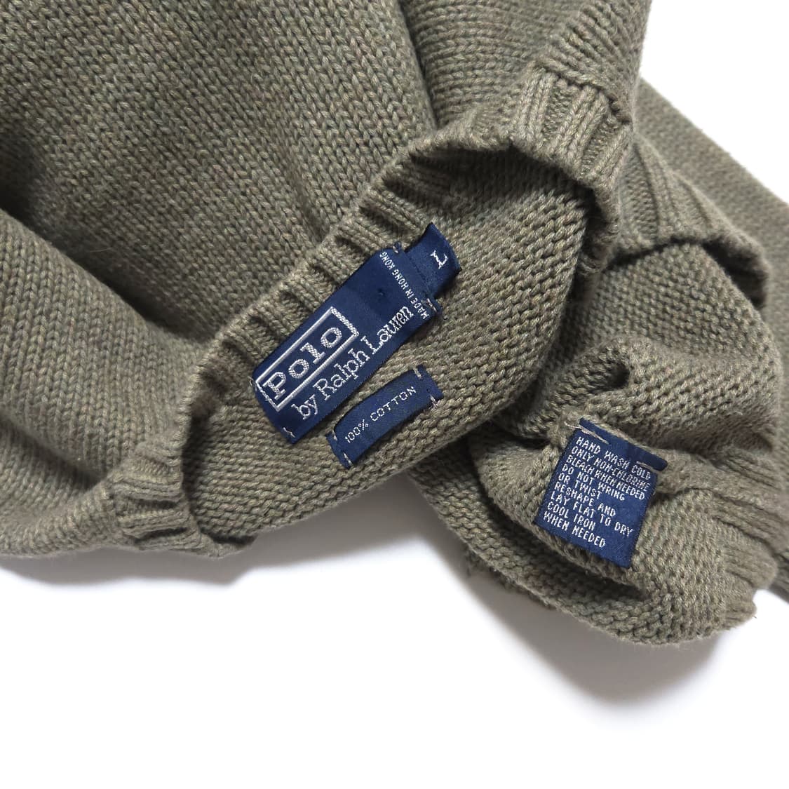 폴로 랄프로렌 00s 코튼 니트 스웨터 올리브 상품이미지5