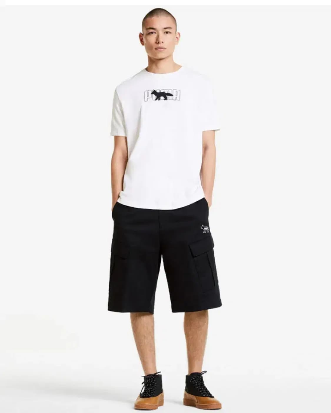 메종키츠네 x 푸마 자수 로고 화이트 오버핏 반팔 L 상품이미지3