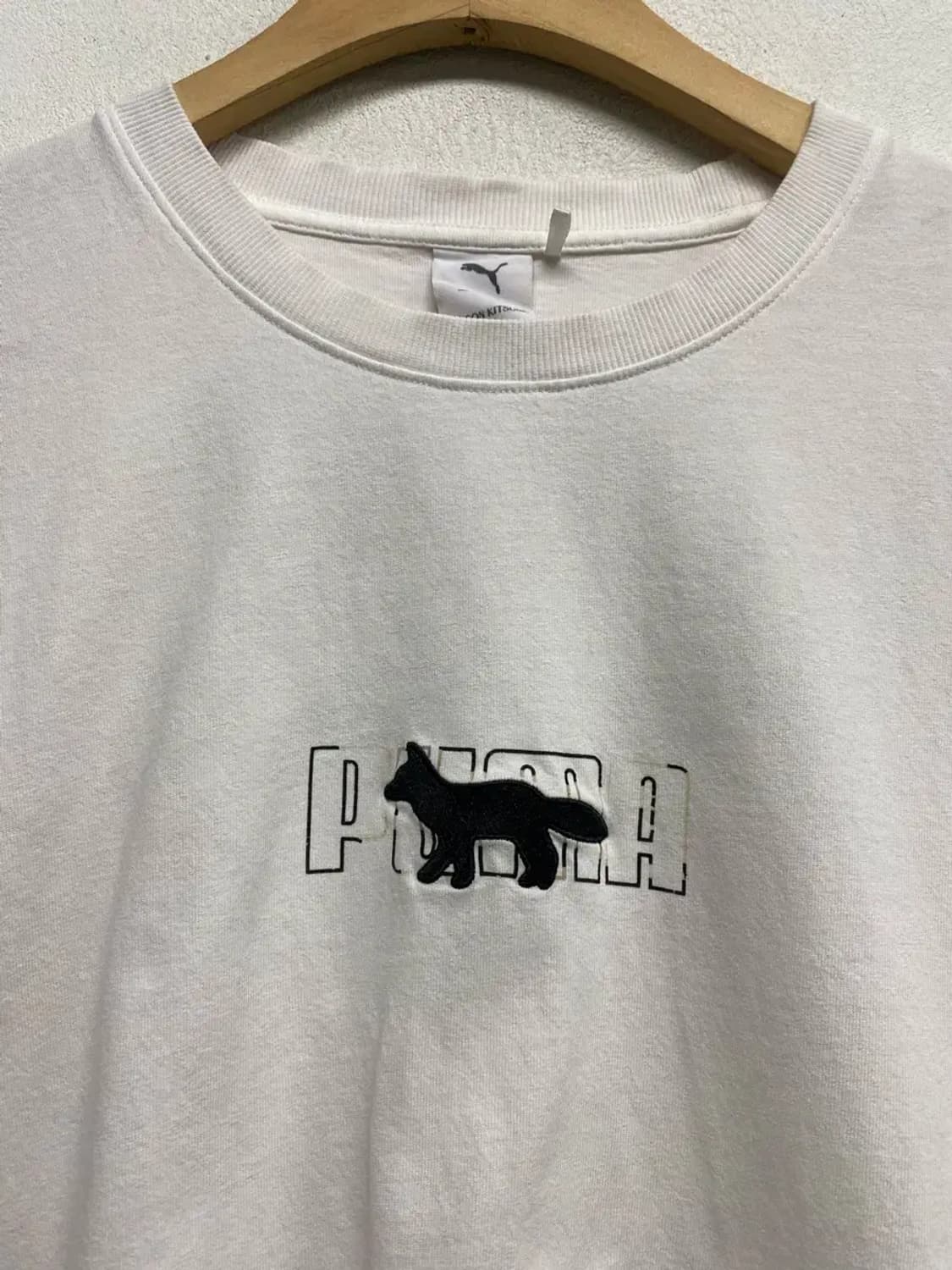 메종키츠네 x 푸마 자수 로고 화이트 오버핏 반팔 L 상품이미지5