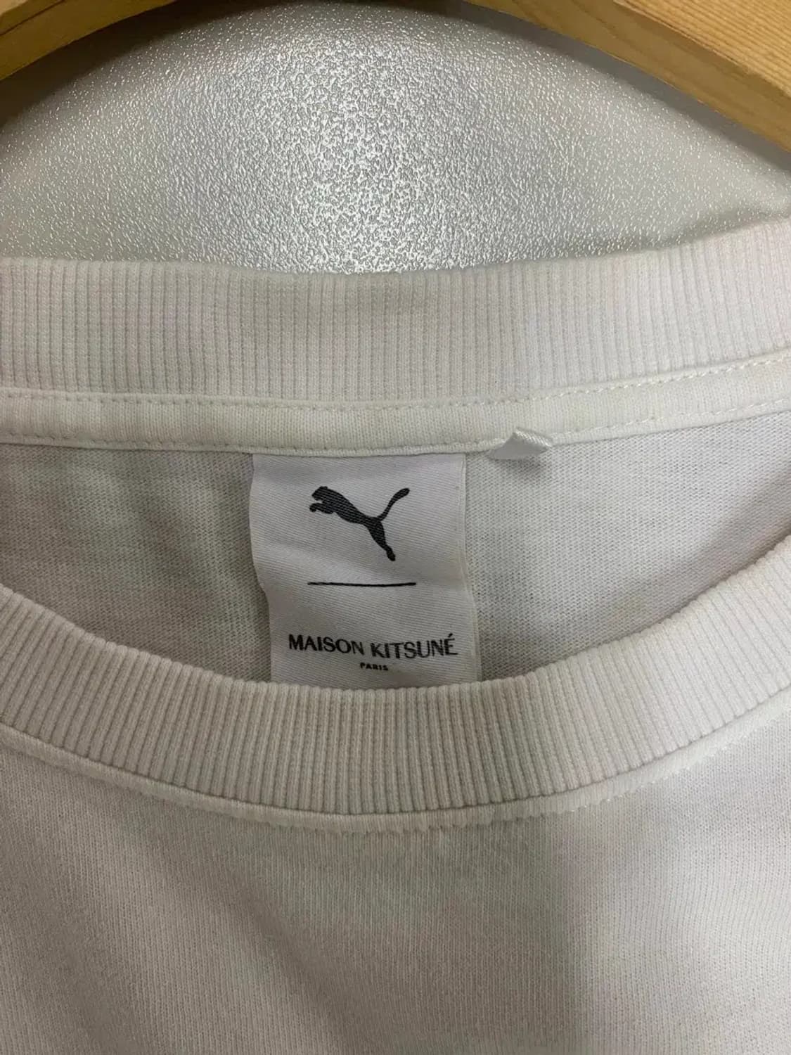 메종키츠네 x 푸마 자수 로고 화이트 오버핏 반팔 L 상품이미지8