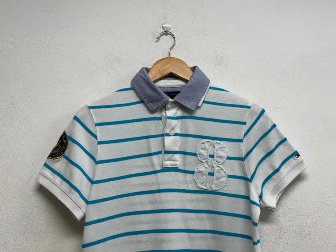 타미힐피거 스트라이프 카라 티셔츠 S 상품이미지2