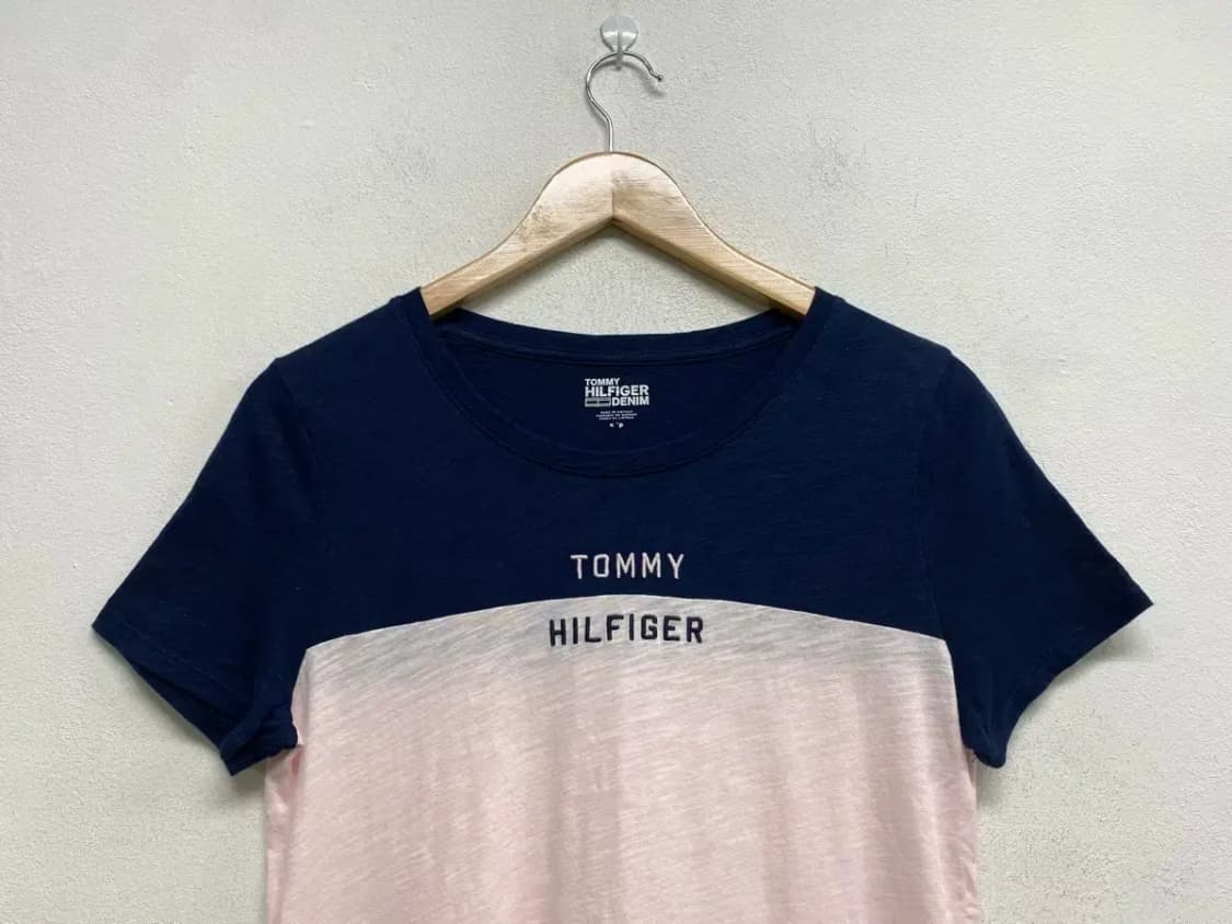 타미힐피거 투배색 라운드 반팔티 S-M 상품이미지2
