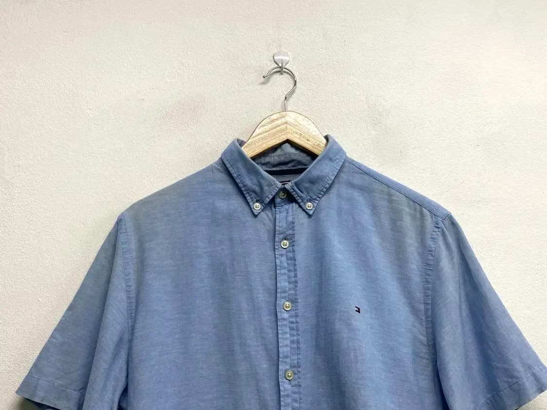 타미힐피거 린넨 솔리드 연블루셔츠 M-L 상품이미지2