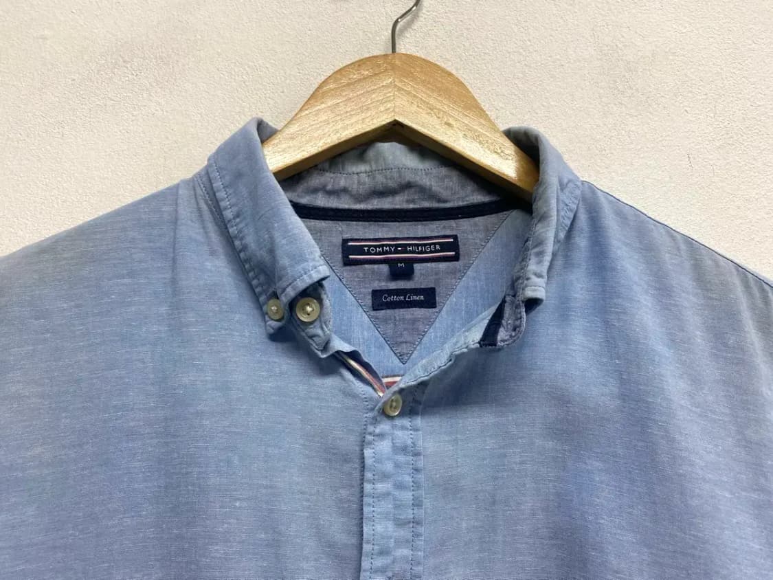 타미힐피거 린넨 솔리드 연블루셔츠 M-L 상품이미지4