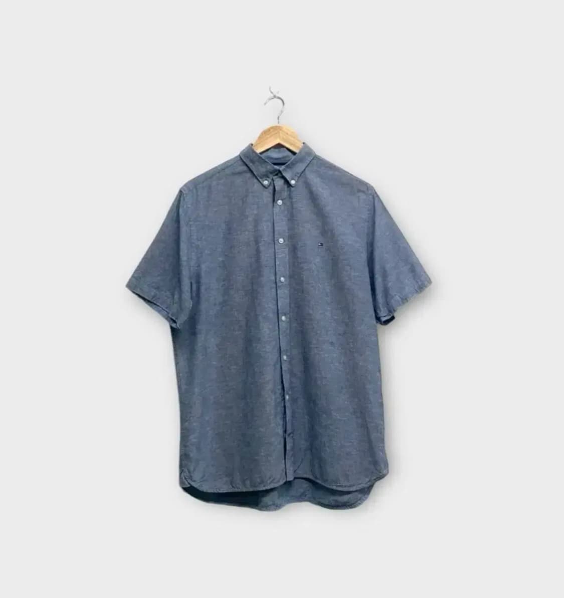 타미힐피거 린넨 솔리드 청블루셔츠 M-L 상품이미지1