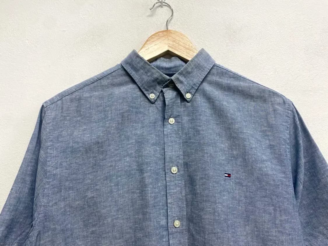 타미힐피거 린넨 솔리드 청블루셔츠 M-L 상품이미지2