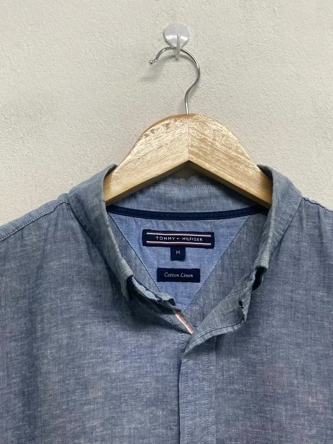 타미힐피거 린넨 솔리드 청블루셔츠 M-L 상품이미지4
