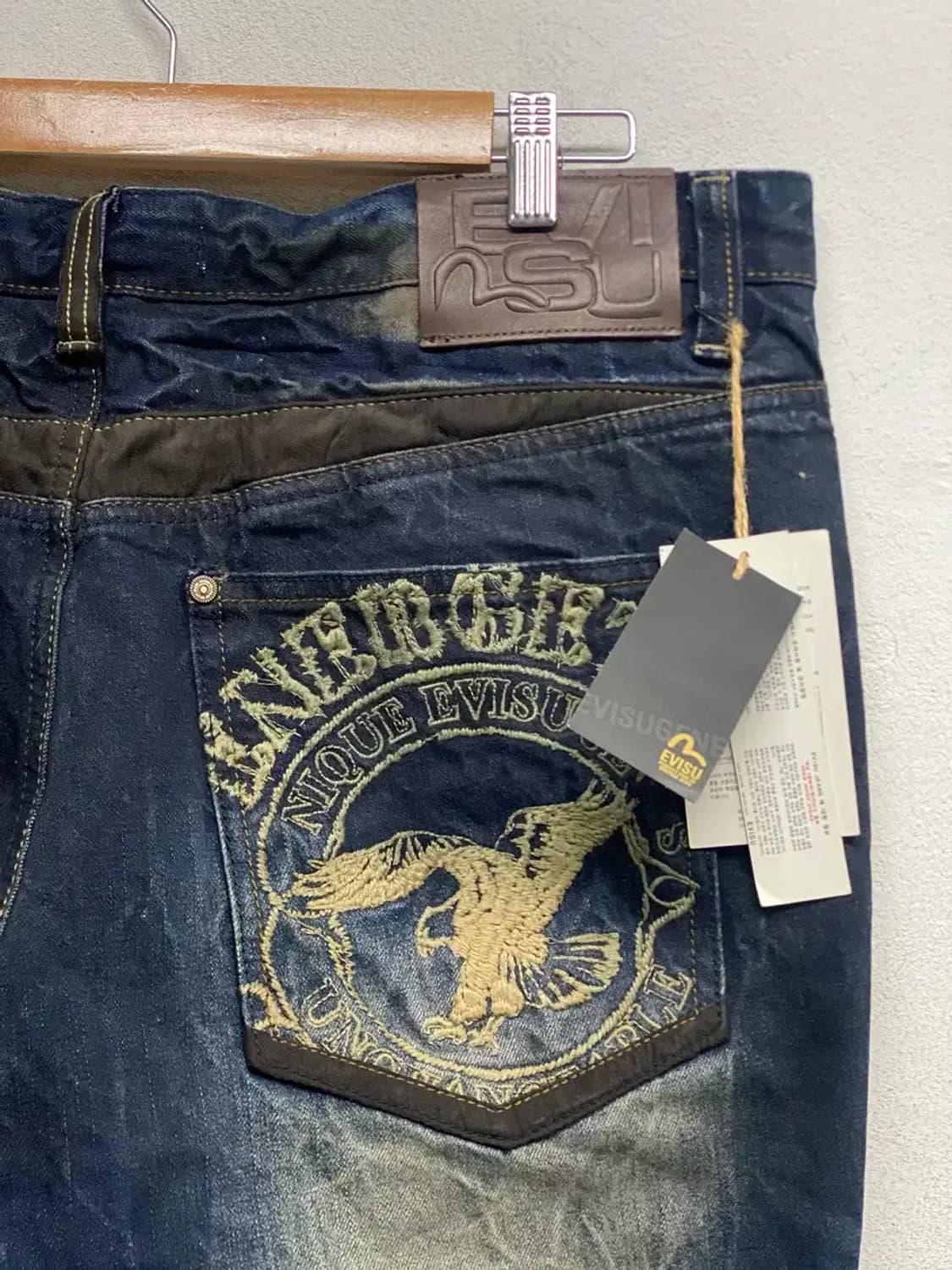 [새상품] 에비수 스트레이트핏 독수리자수 워싱진 38 상품이미지4