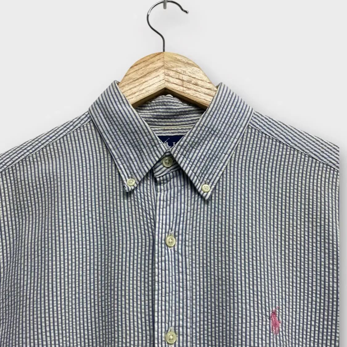 폴로 랄프로렌 시어서커 스트라이프 셔츠 S-M 상품이미지4