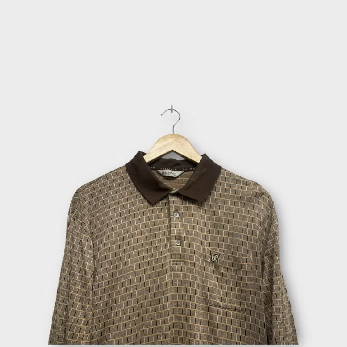 발망 BALMAIN 체크패턴 빈티지 카라티 L-XL 상품이미지2