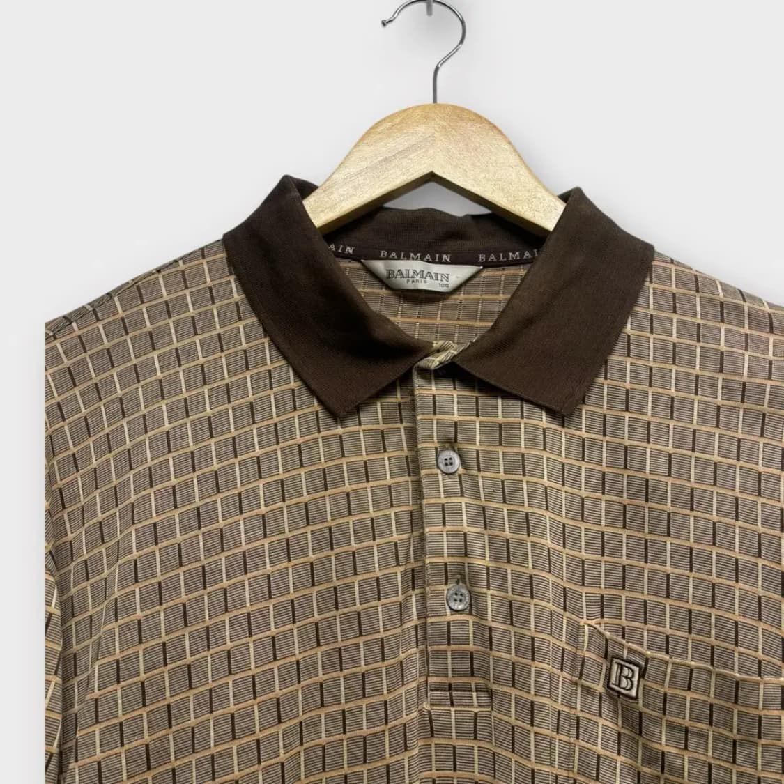발망 BALMAIN 체크패턴 빈티지 카라티 L-XL 상품이미지3
