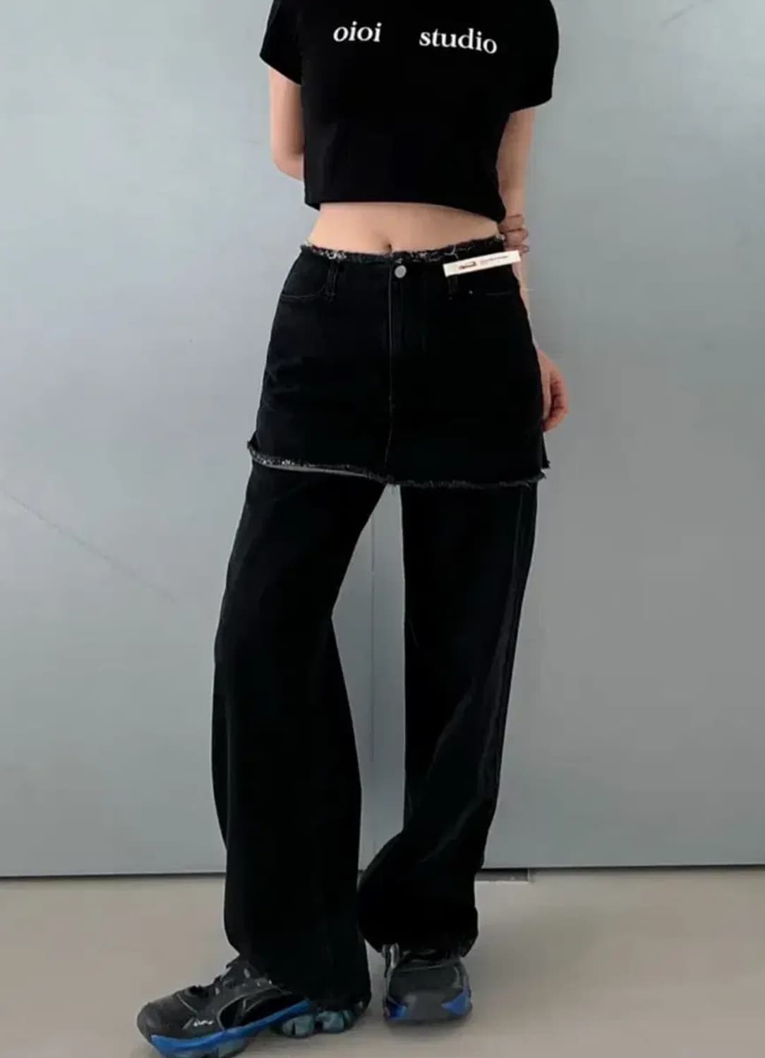 오아이오아이 뉴진스 착용 레이어드 스커트 데님 팬츠-S 상품이미지3