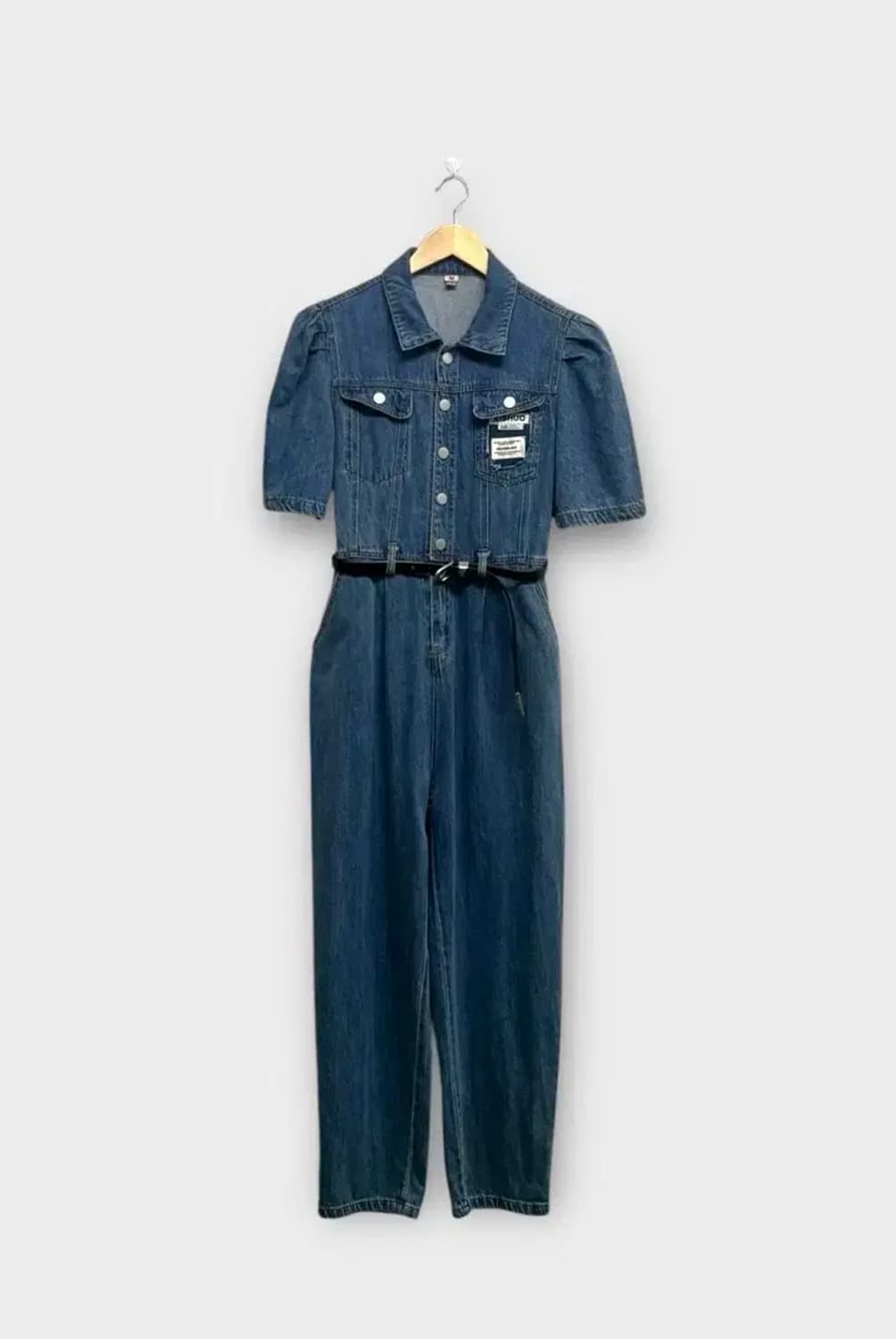 데님 벨티드 퍼프벌룬 점프수트 S-M 상품이미지2