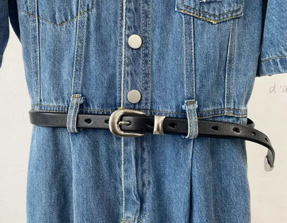 데님 벨티드 퍼프벌룬 점프수트 S-M 상품이미지6