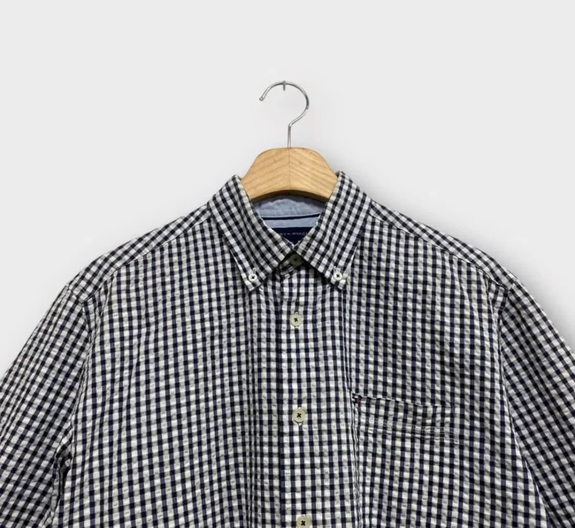 타미힐피거 깅엄체크 셔츠 S-M 상품이미지2