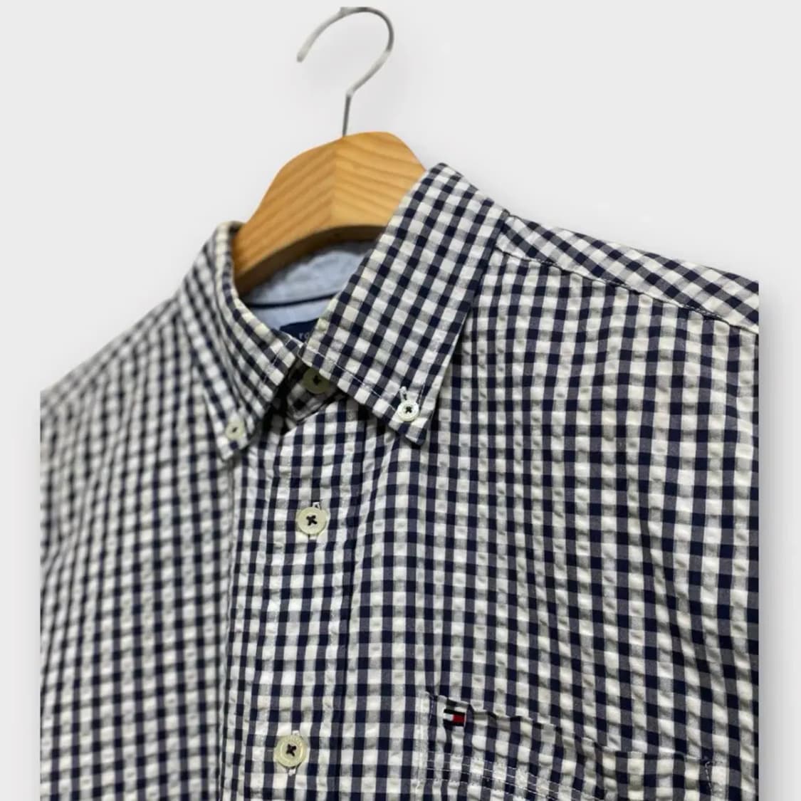 타미힐피거 깅엄체크 셔츠 S-M 상품이미지3