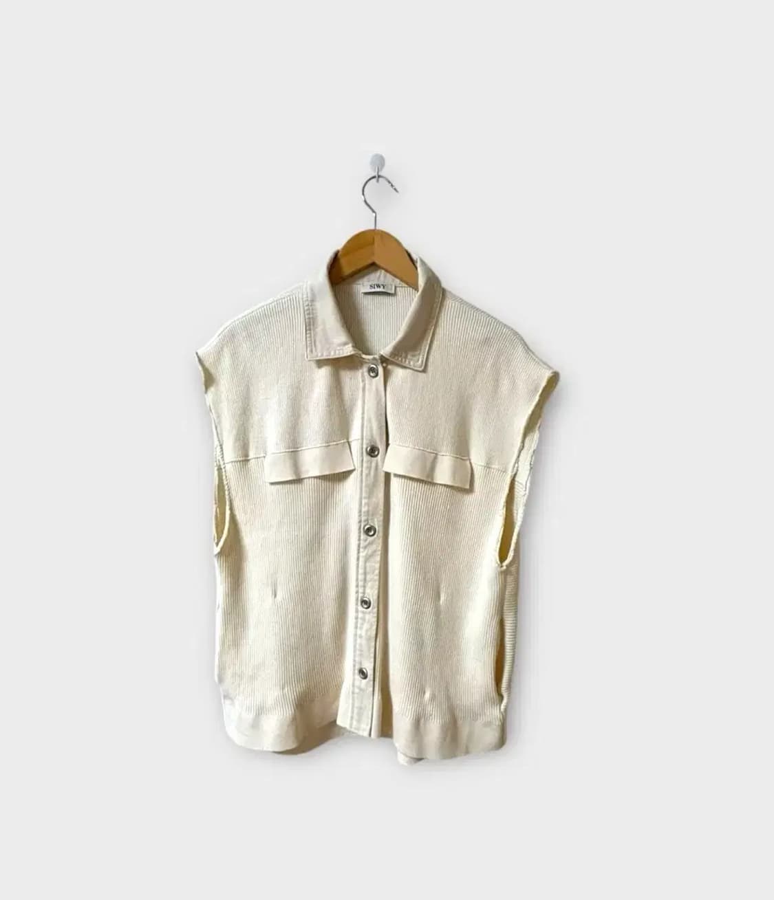 씨위 SIWY 오버핏 빈티지 골지니트 베스트 L 상품이미지1