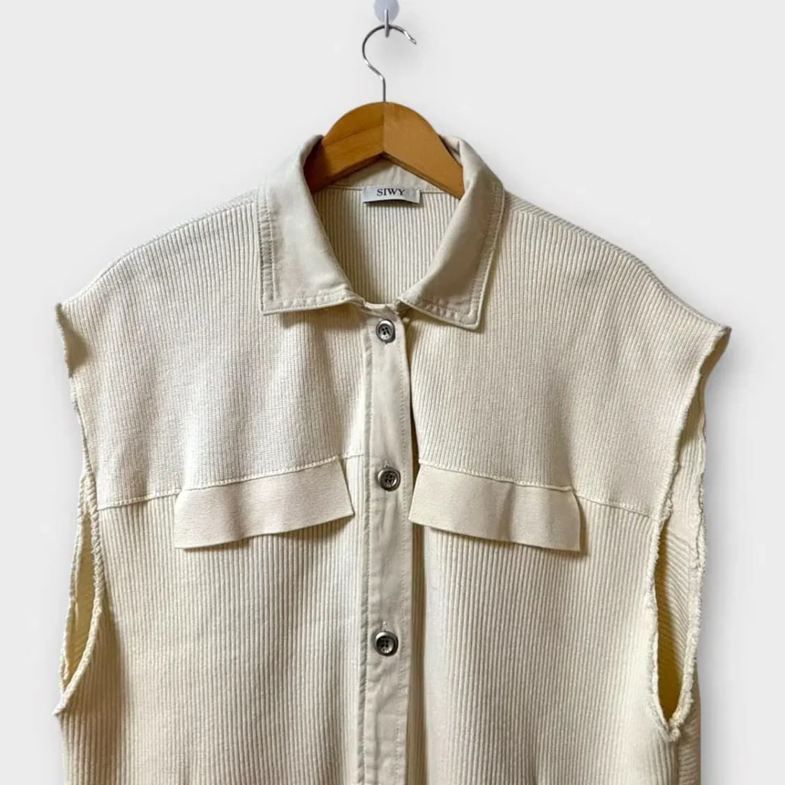 씨위 SIWY 오버핏 빈티지 골지니트 베스트 L 상품이미지2