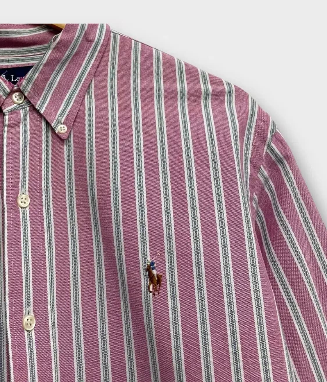 폴로 랄프로렌 핑크 스트라이프 셔츠 L 상품이미지3