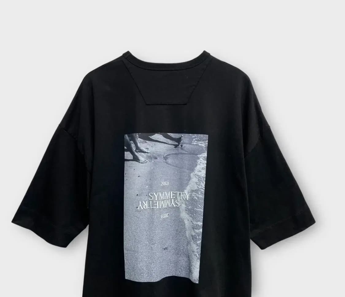 준지JUUNJ 블랙 시메트리 오버핏 7부 티셔츠 M-XL 상품이미지2