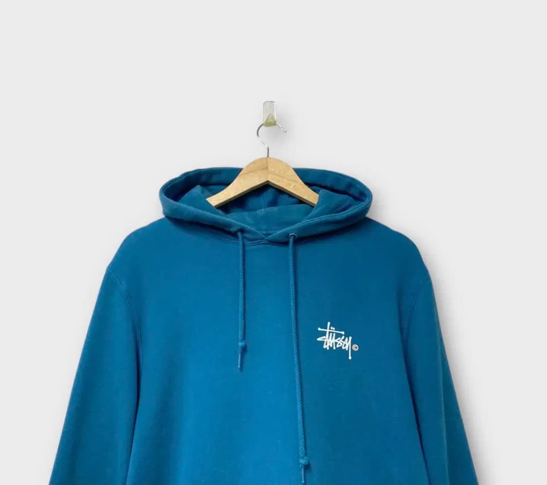스투시 빅로고 아쿠아 스웻 후드 L 상품이미지3