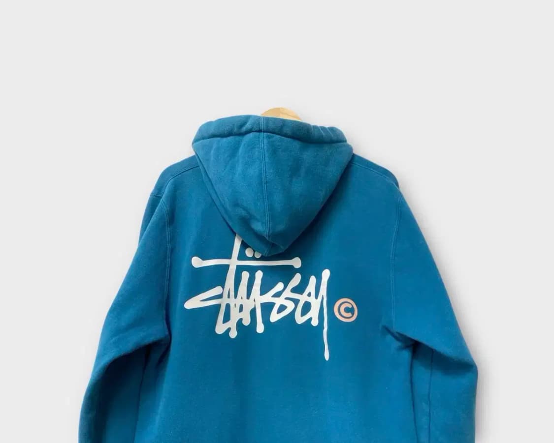 스투시 빅로고 아쿠아 스웻 후드 L 상품이미지4