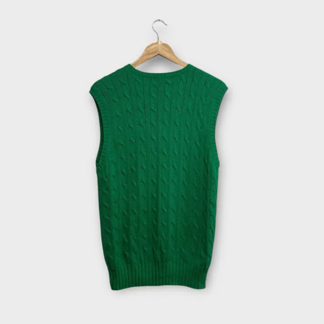 폴로 그린 브이넥 꽈배기 조끼M 상품이미지3