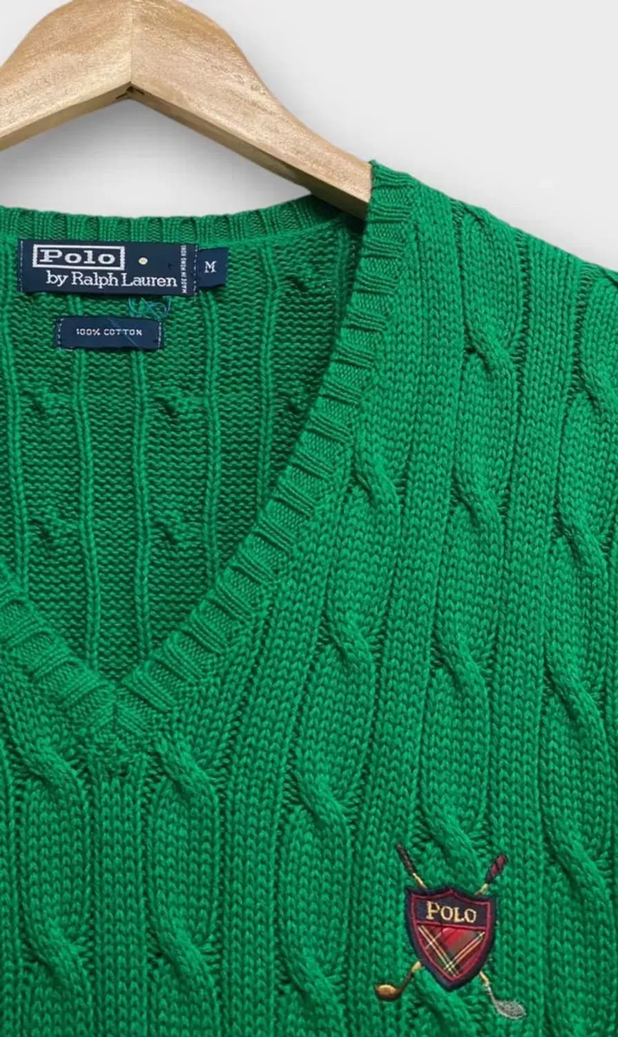 폴로 그린 브이넥 꽈배기 조끼M 상품이미지4