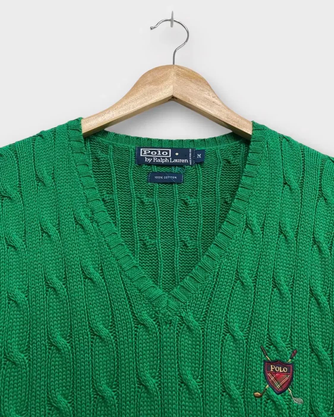 폴로 그린 브이넥 꽈배기 조끼M 상품이미지5