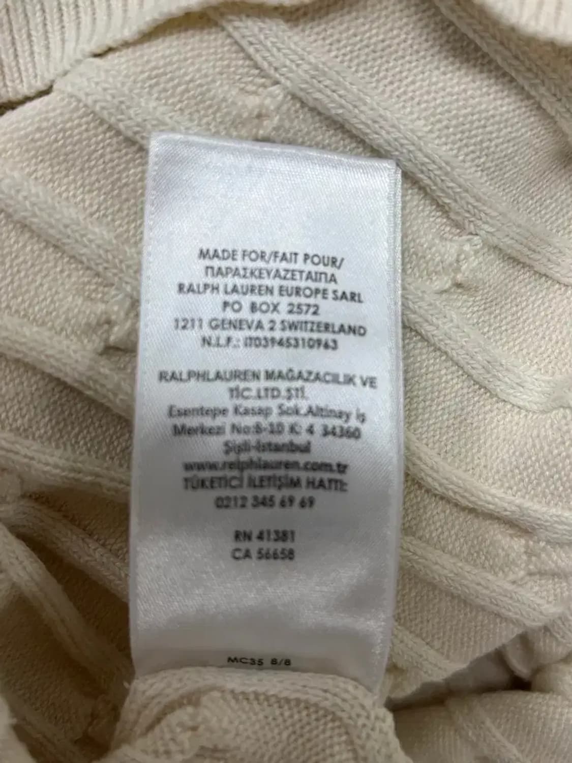 폴로 랄프로렌 케이블 아이보리 니트 L 상품이미지8