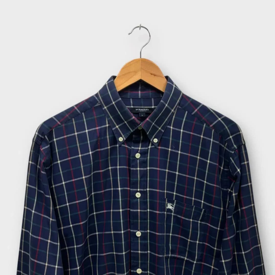 버버리 네이비 체크 긴팔셔츠 L 상품이미지2