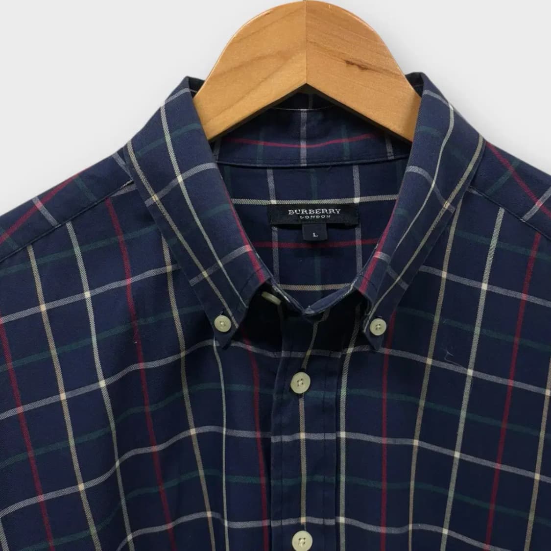 버버리 네이비 체크 긴팔셔츠 L 상품이미지4