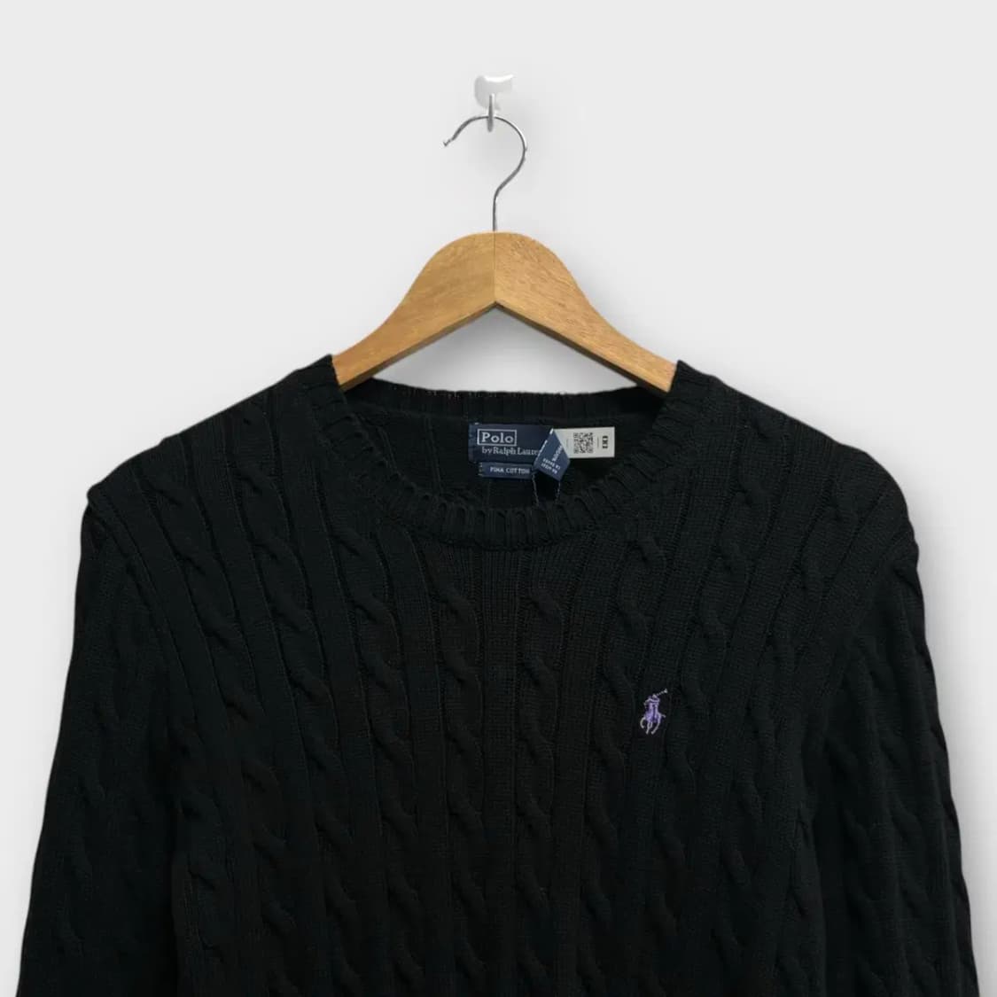 [새상품] 폴로 케이블 퍼플포니 블랙 피마코튼 니트 S 상품이미지2
