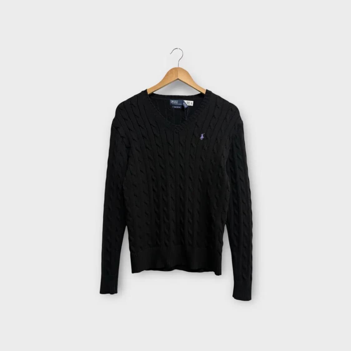 [새상품]폴로 퍼플포니 블랙 피마코튼 브이넥 니트 M 상품이미지1