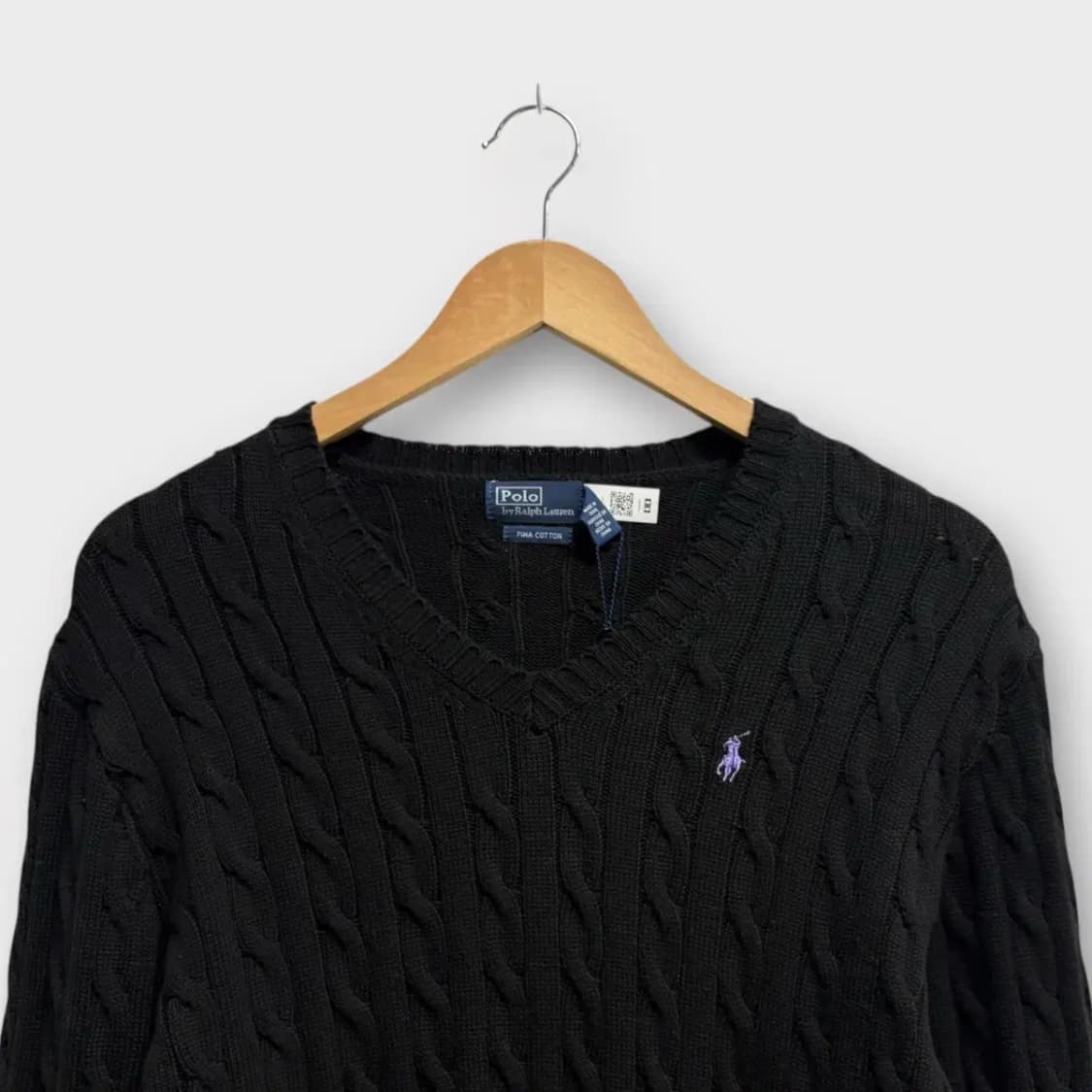 [새상품]폴로 퍼플포니 블랙 피마코튼 브이넥 니트 M 상품이미지2