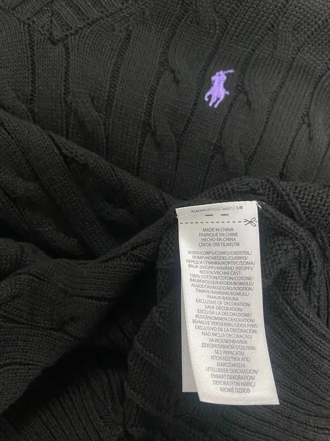 [새상품]폴로 퍼플포니 블랙 피마코튼 브이넥 니트 M 상품이미지5
