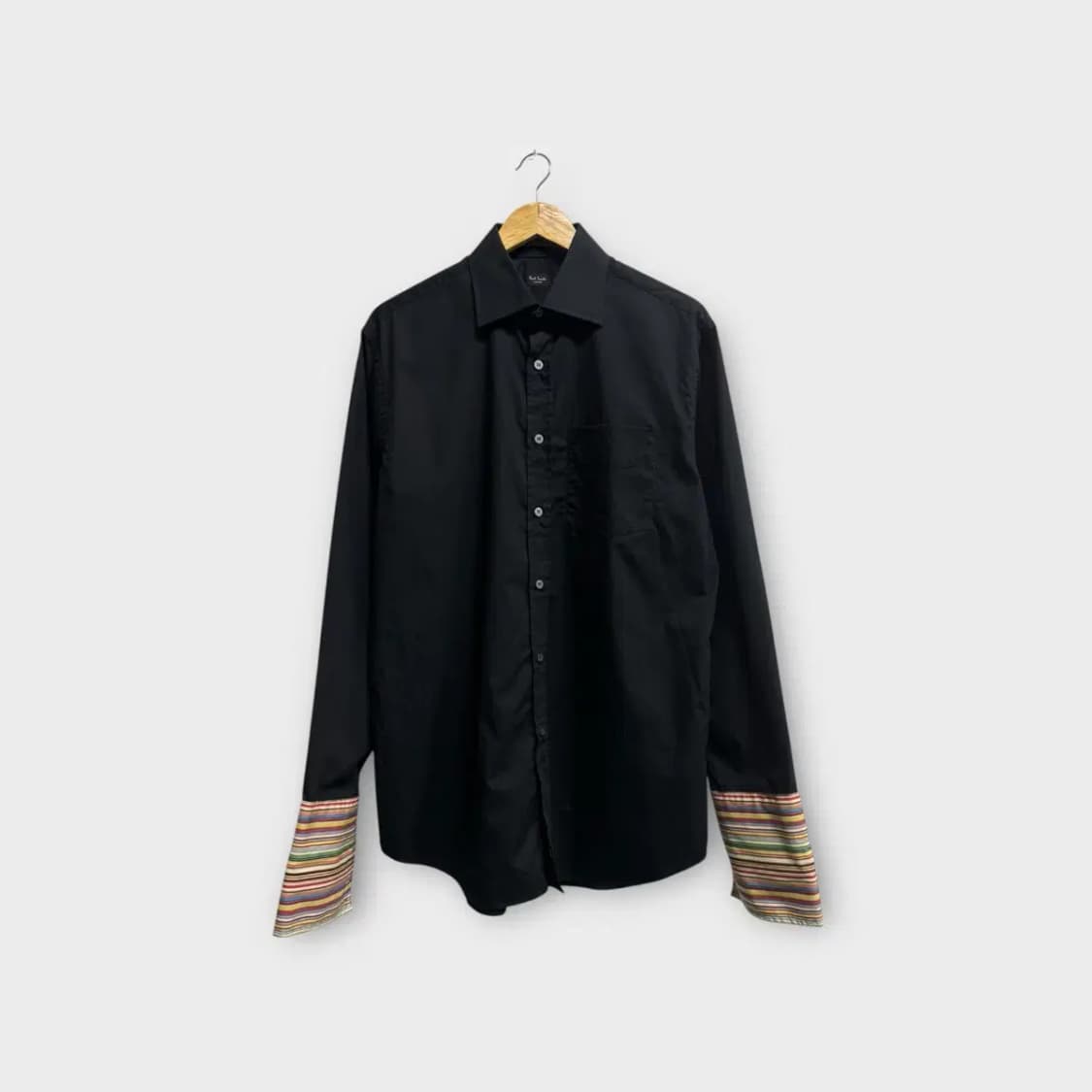 폴스미스 스트라이프 소매 디테일 블랙셔츠 M 상품이미지1