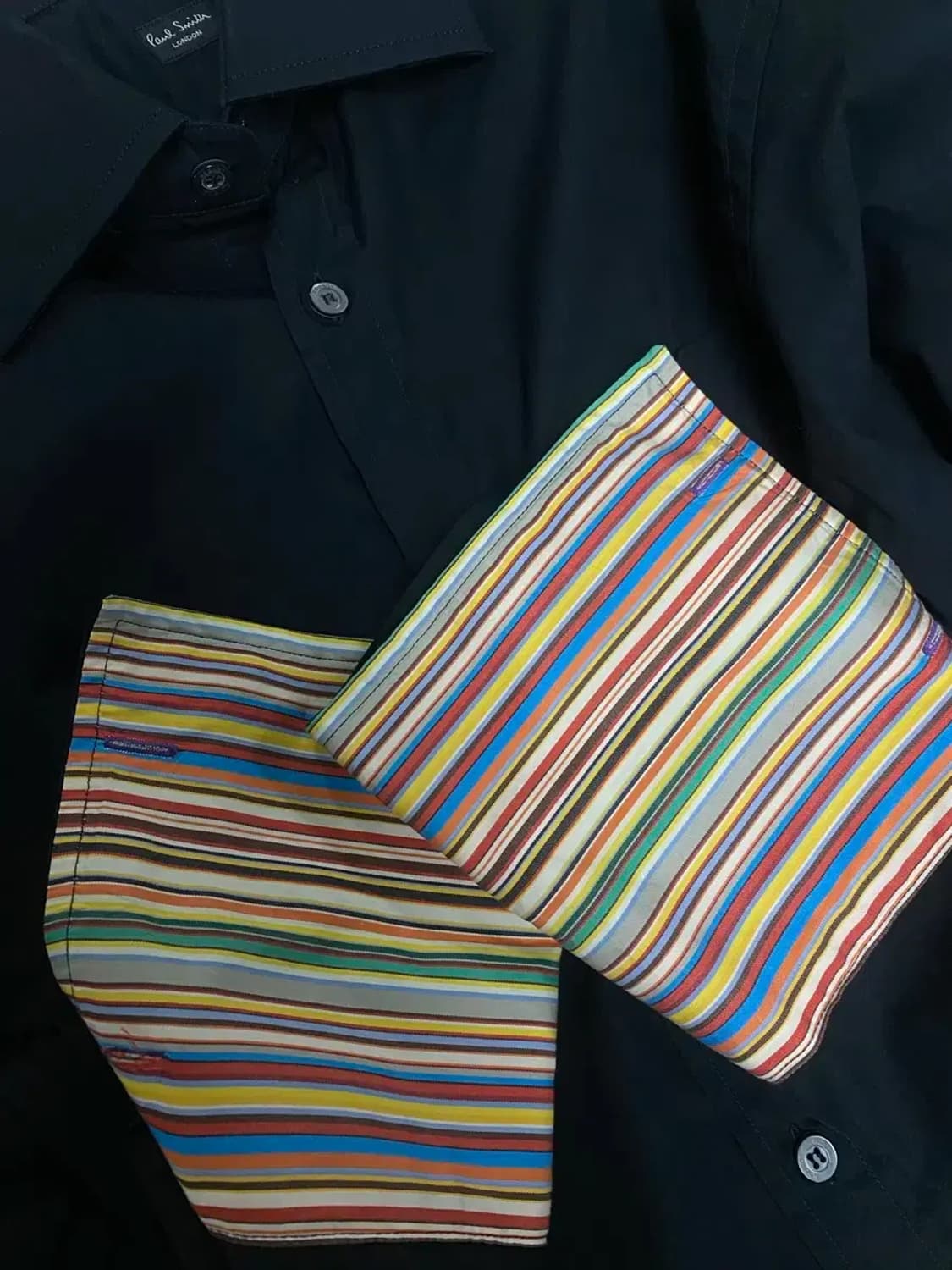 폴스미스 스트라이프 소매 디테일 블랙셔츠 M 상품이미지4