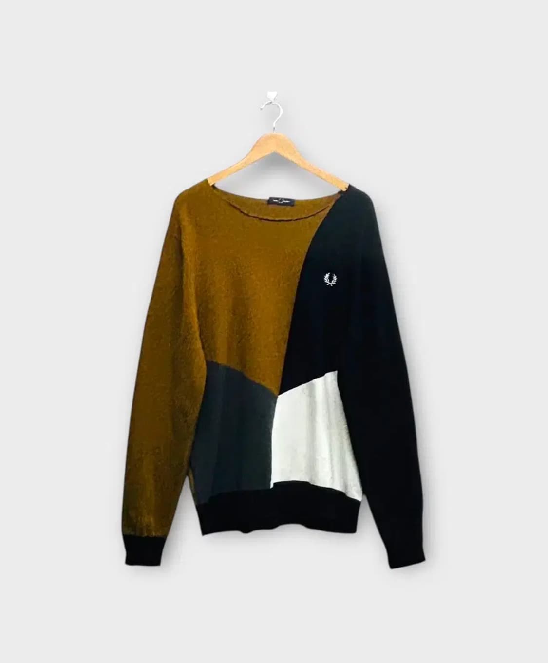 프레드페리 사선블록 브라운니트 XL 상품이미지1