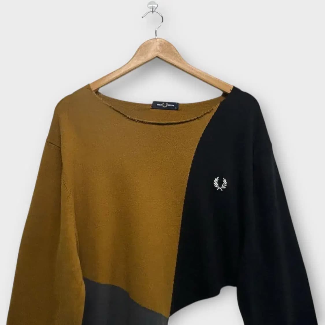 프레드페리 사선블록 브라운니트 XL 상품이미지2